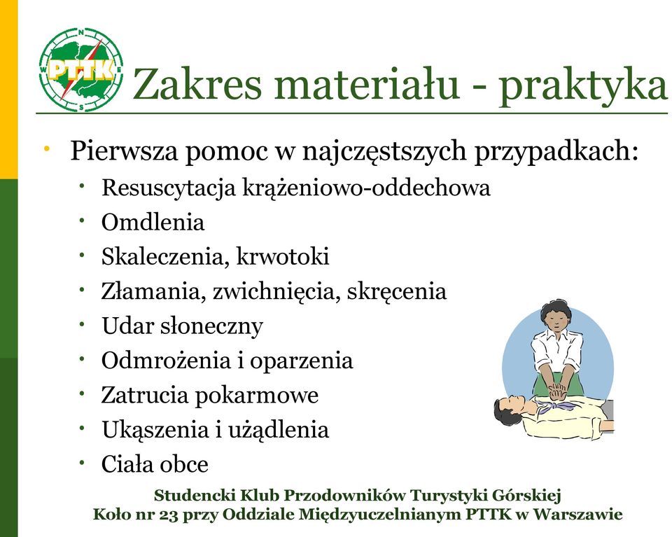 Skaleczenia, krwotoki Złamania, zwichnięcia, skręcenia Udar