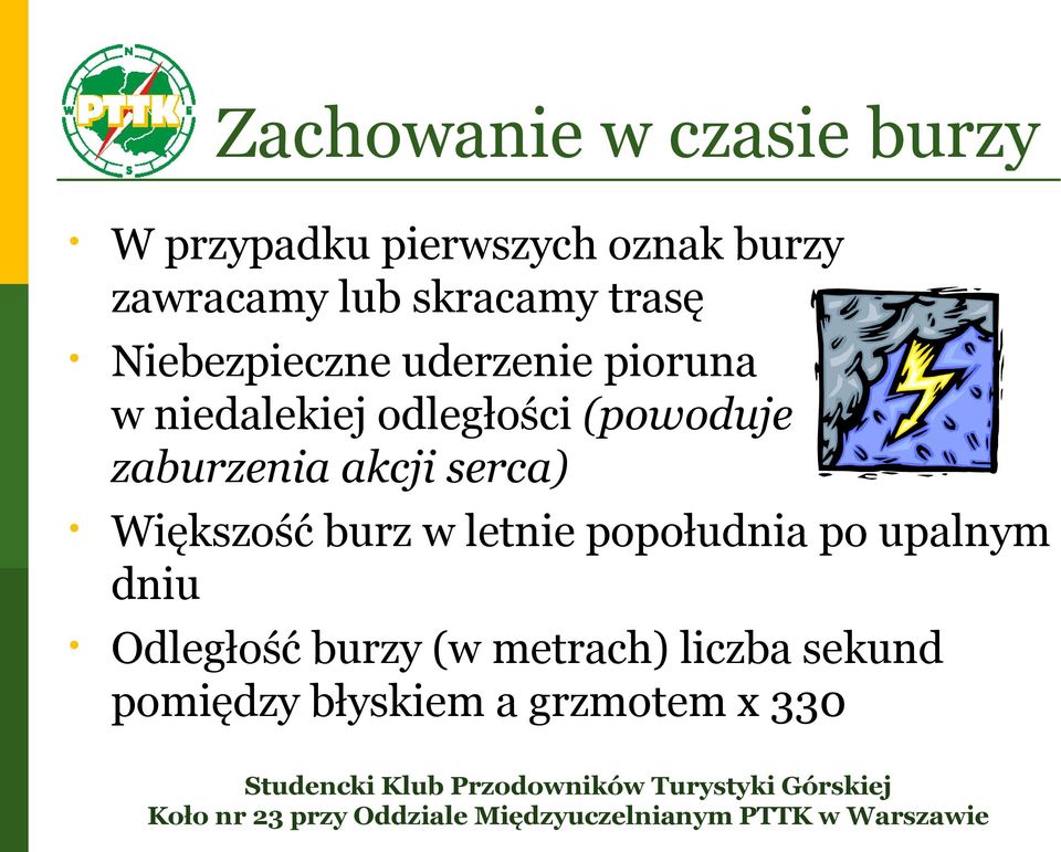 (powoduje zaburzenia akcji serca) Większość burz w letnie popołudnia po
