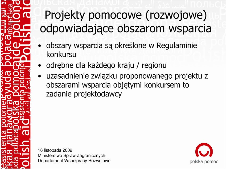 kaŝdego kraju / regionu uzasadnienie związku proponowanego