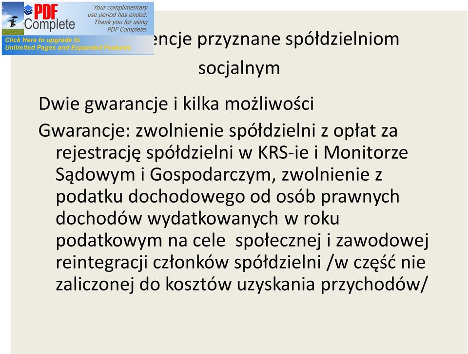 zwolnienie z podatku dochodowego od osób prawnych dochodów wydatkowanych w roku podatkowym na cele