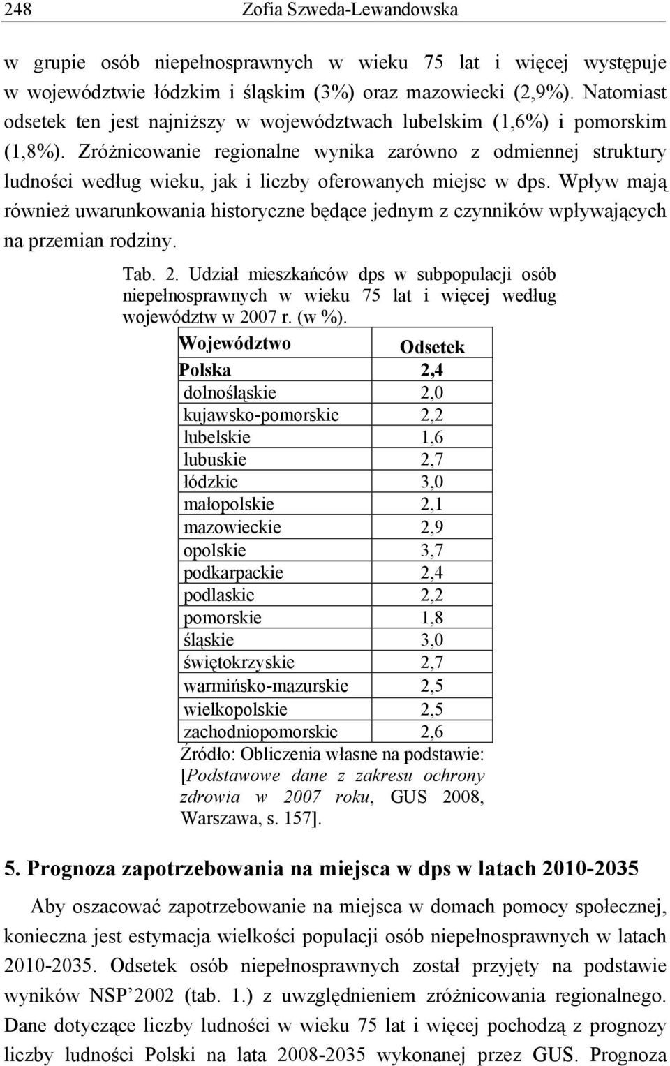 Zróżnicowanie regionalne wynika zarówno z odmiennej struktury ludności według wieku, jak i liczby oferowanych miejsc w dps.