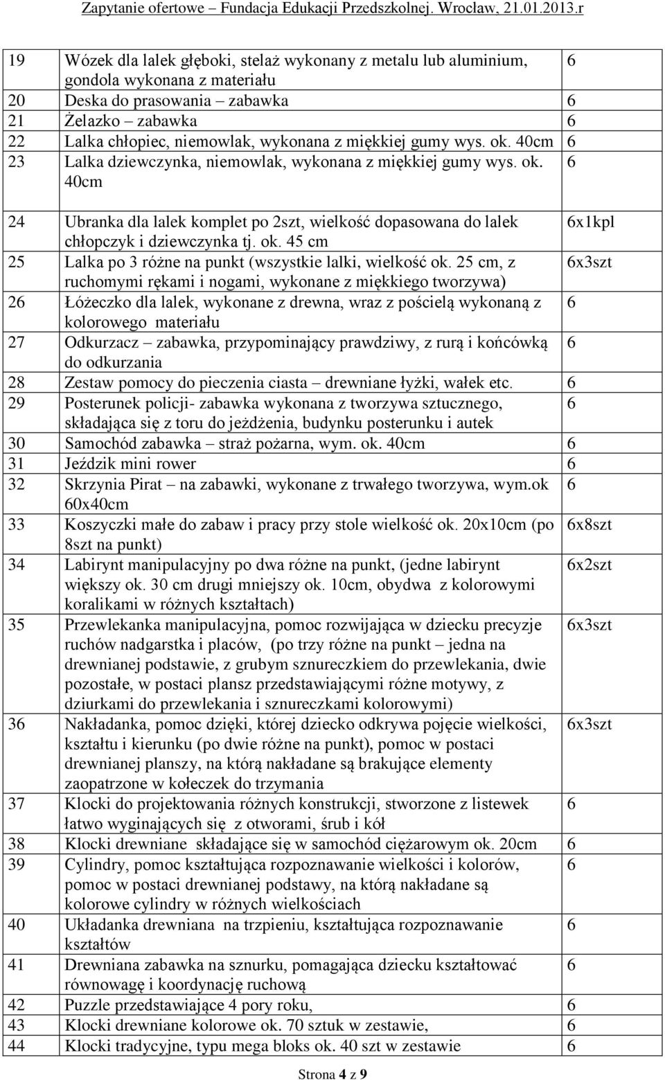 25 cm, z x3szt ruchomymi rękami i nogami, wykonane z miękkiego tworzywa) 2 Łóżeczko dla lalek, wykonane z drewna, wraz z pościelą wykonaną z kolorowego materiału 27 Odkurzacz zabawka, przypominający