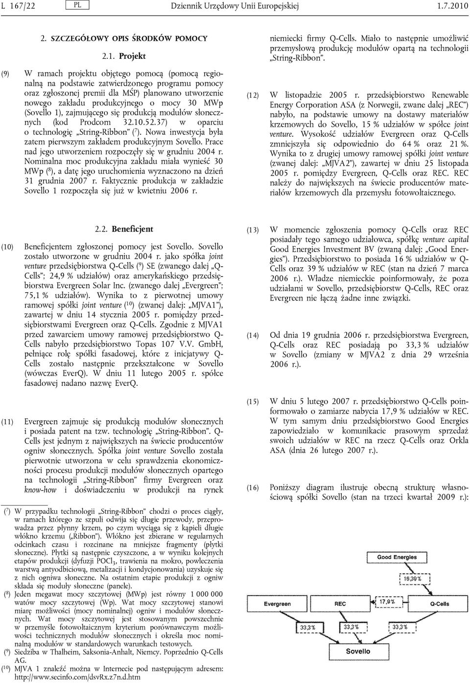 37) w oparciu o technologię String-Ribbon ( 7 ). Nowa inwestycja była zatem pierwszym zakładem produkcyjnym Sovello. Prace nad jego utworzeniem rozpoczęły się w grudniu 2004 r.