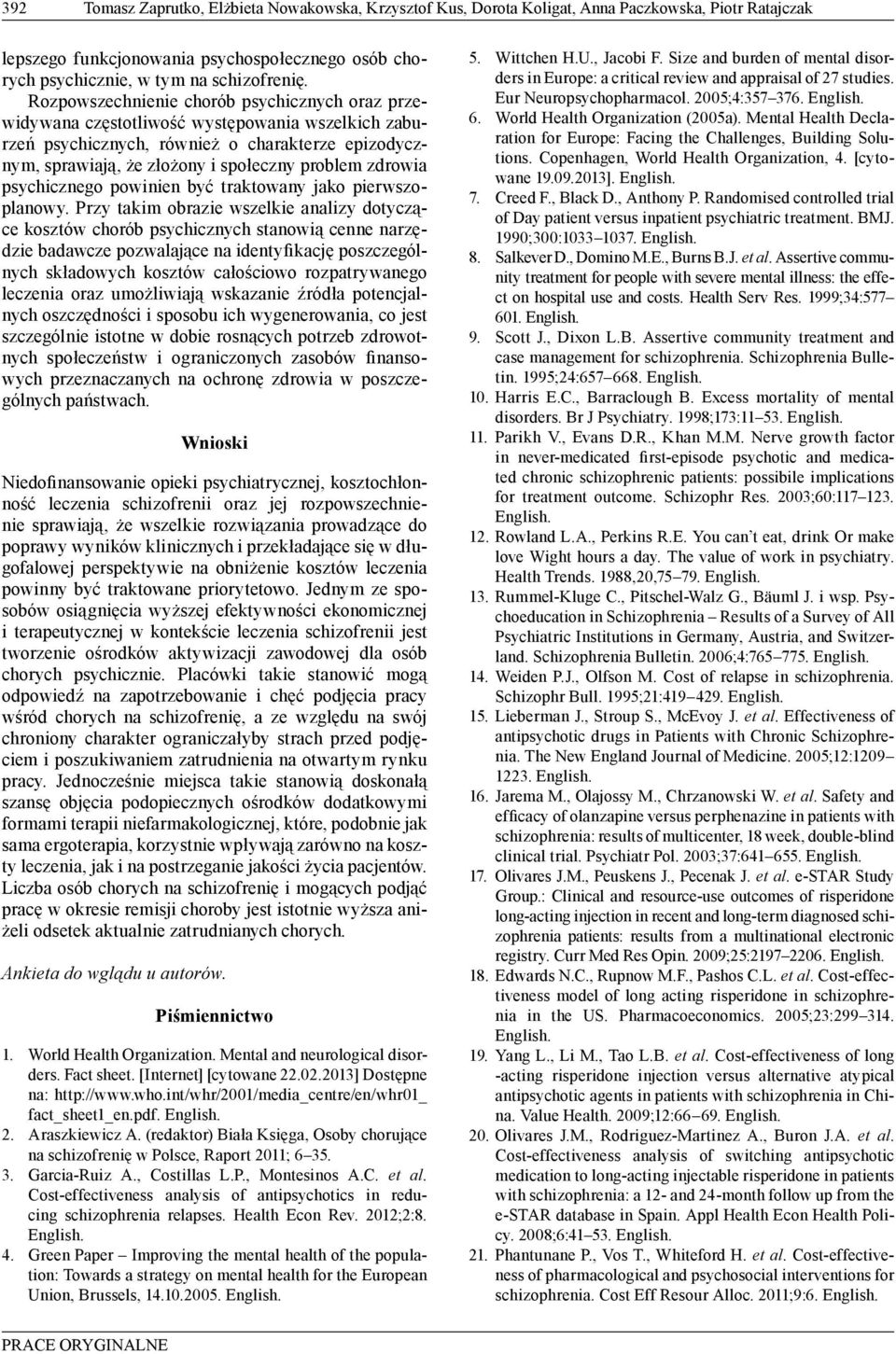 zdrowia psychicznego powinien być traktowany jako pierwszoplanowy.
