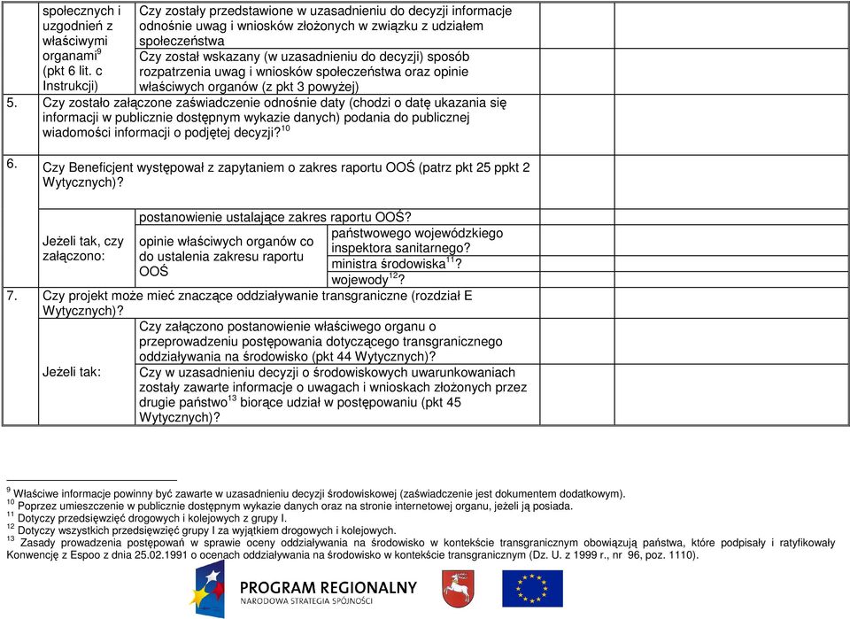 sposób rozpatrzenia uwag i wniosków społeczeństwa oraz opinie właściwych organów (z pkt 3 powyŝej) 5.