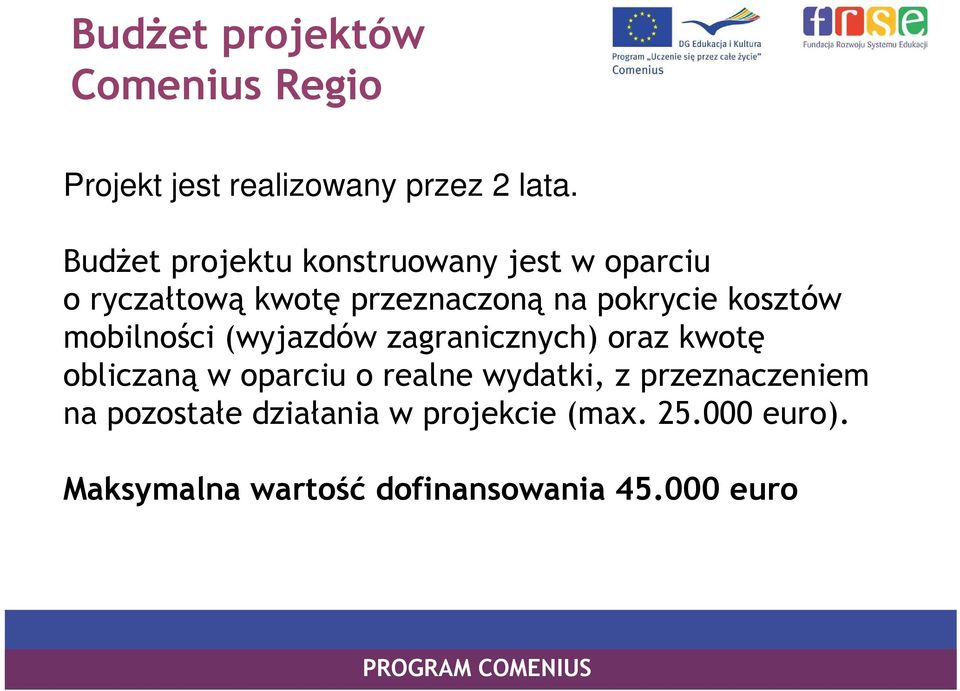 kosztów mobilności (wyjazdów zagranicznych) oraz kwotę obliczaną w oparciu o realne wydatki,