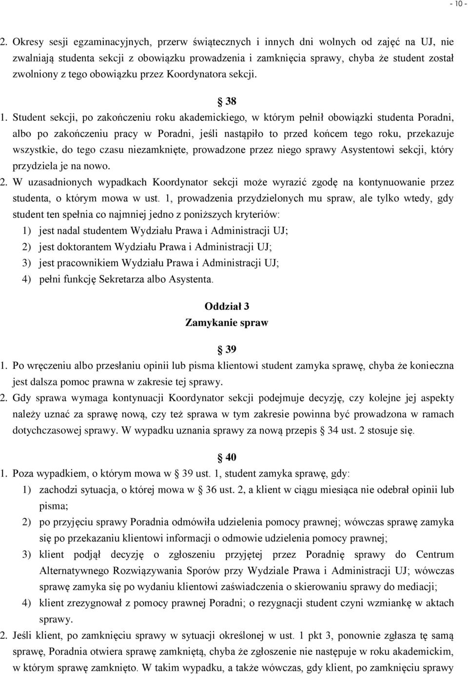 tego obowiązku przez Koordynatora sekcji. 38 1.