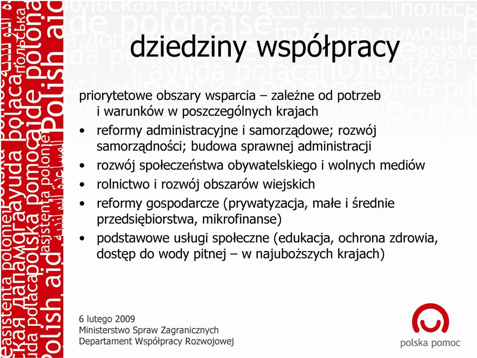 obywatelskiego i wolnych mediów rolnictwo i rozwój obszarów wiejskich reformy gospodarcze (prywatyzacja, małe i