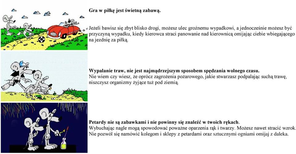 wbiegającego na jezdnię za piłką. Wypalanie traw, nie jest najmądrzejszym sposobem spędzania wolnego czasu.