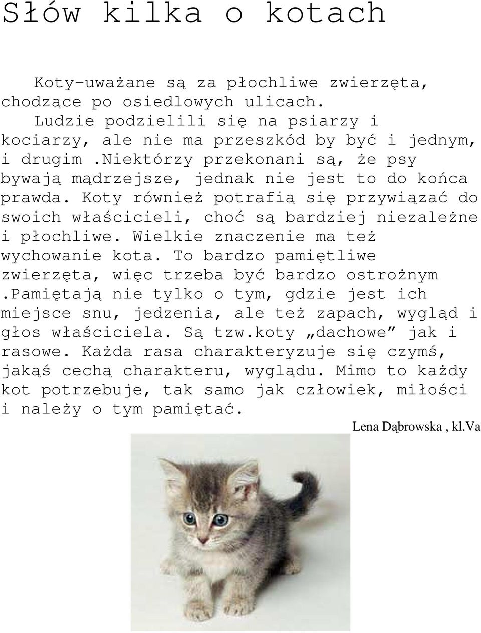 Wielkie znaczenie ma też wychowanie kota. To bardzo pamiętliwe zwierzęta, więc trzeba być bardzo ostrożnym.