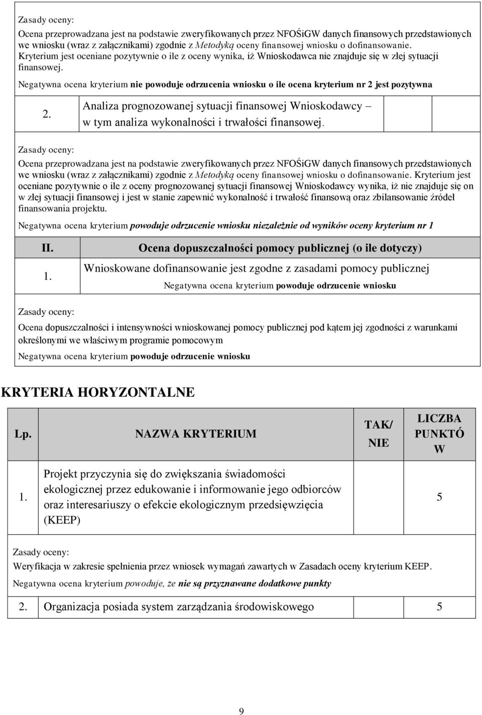 Negatywna ocena kryterium nie powoduje odrzucenia wniosku o ile ocena kryterium nr 2 jest pozytywna 2.