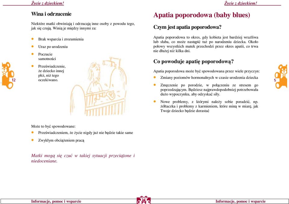 Apatia poporodowa (baby blues) Czym jest apatia poporodowa? Apatia poporodowa to okres, gdy kobieta jest bardziej wraliwa lub słaba, co moe nastpi tu po narodzeniu dziecka.