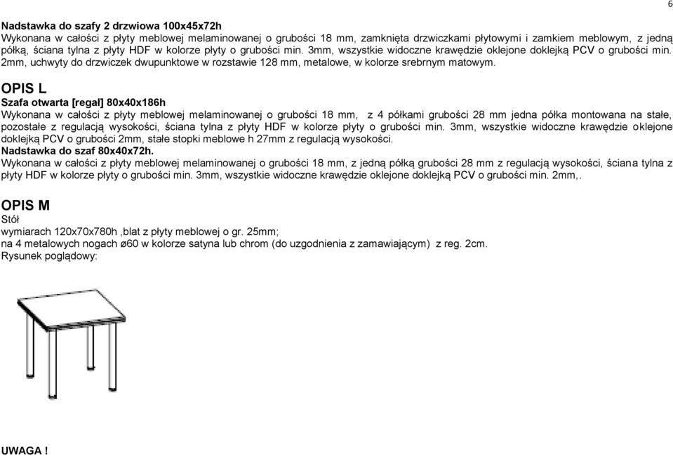 2mm, uchwyty do drzwiczek dwupunktowe w rozstawie 128 mm, metalowe, w kolorze srebrnym matowym.