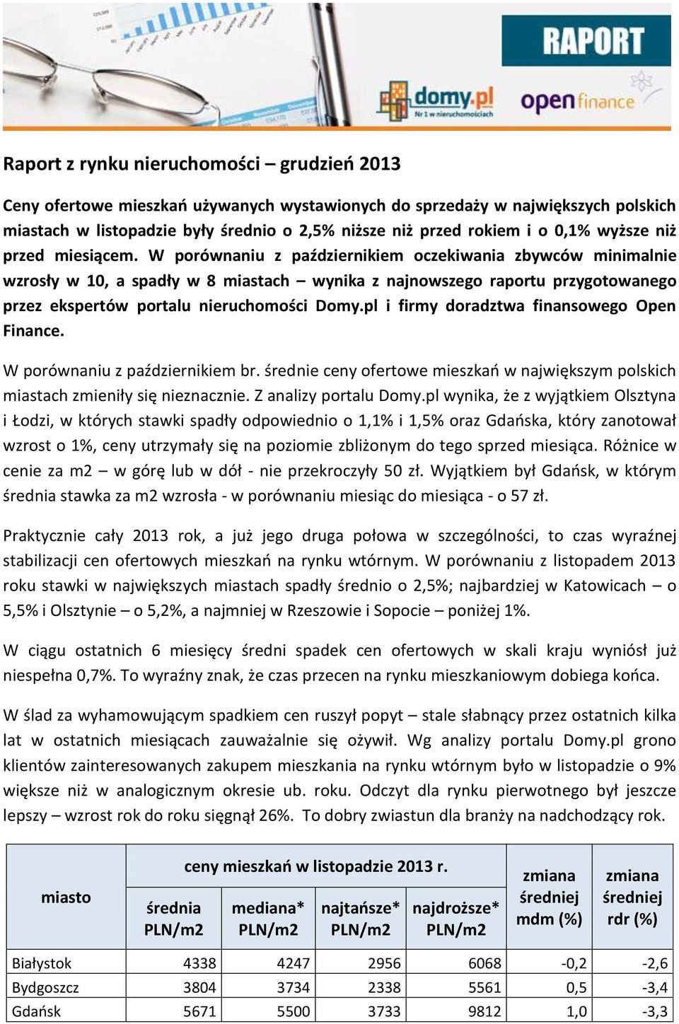 W porównaniu z październikiem oczekiwania zbywców minimalnie wzrosły w 10, a spadły w 8 miastach wynika z najnowszego raportu przygotowanego przez ekspertów portalu nieruchomości Domy.