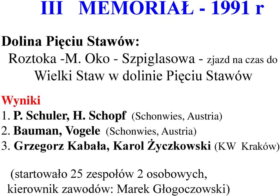 Schopf (Schonwies, Austria) 2. Bauman, Vogele (Schonwies, Austria) 3.