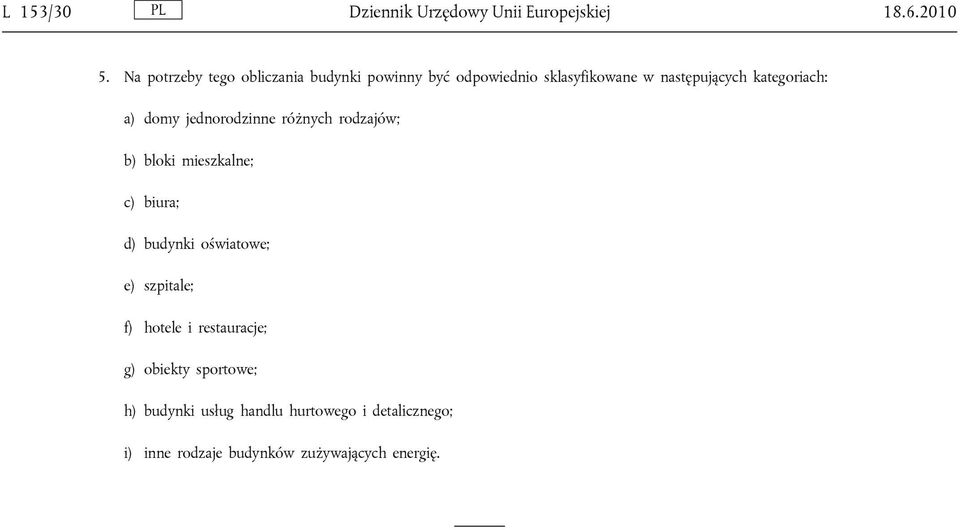 kategoriach: a) domy jednorodzinne różnych rodzajów; b) bloki mieszkalne; c) biura; d) budynki