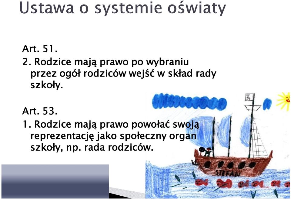 rodziców wejść w skład rady szkoły. Art. 53. 1.