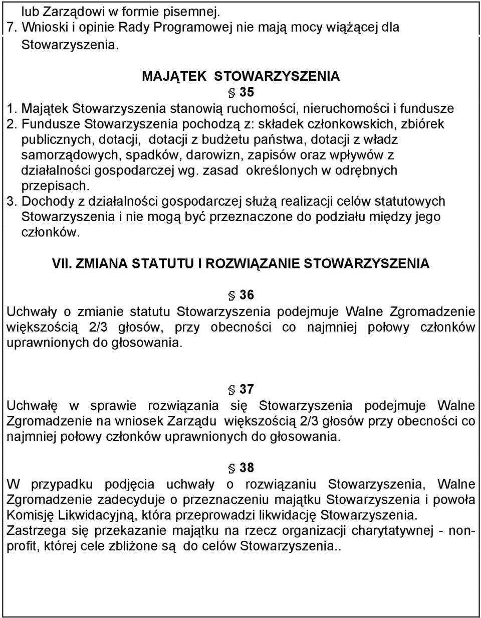 działalności gospodarczej wg. zasad określonych w odrębnych przepisach. 3.