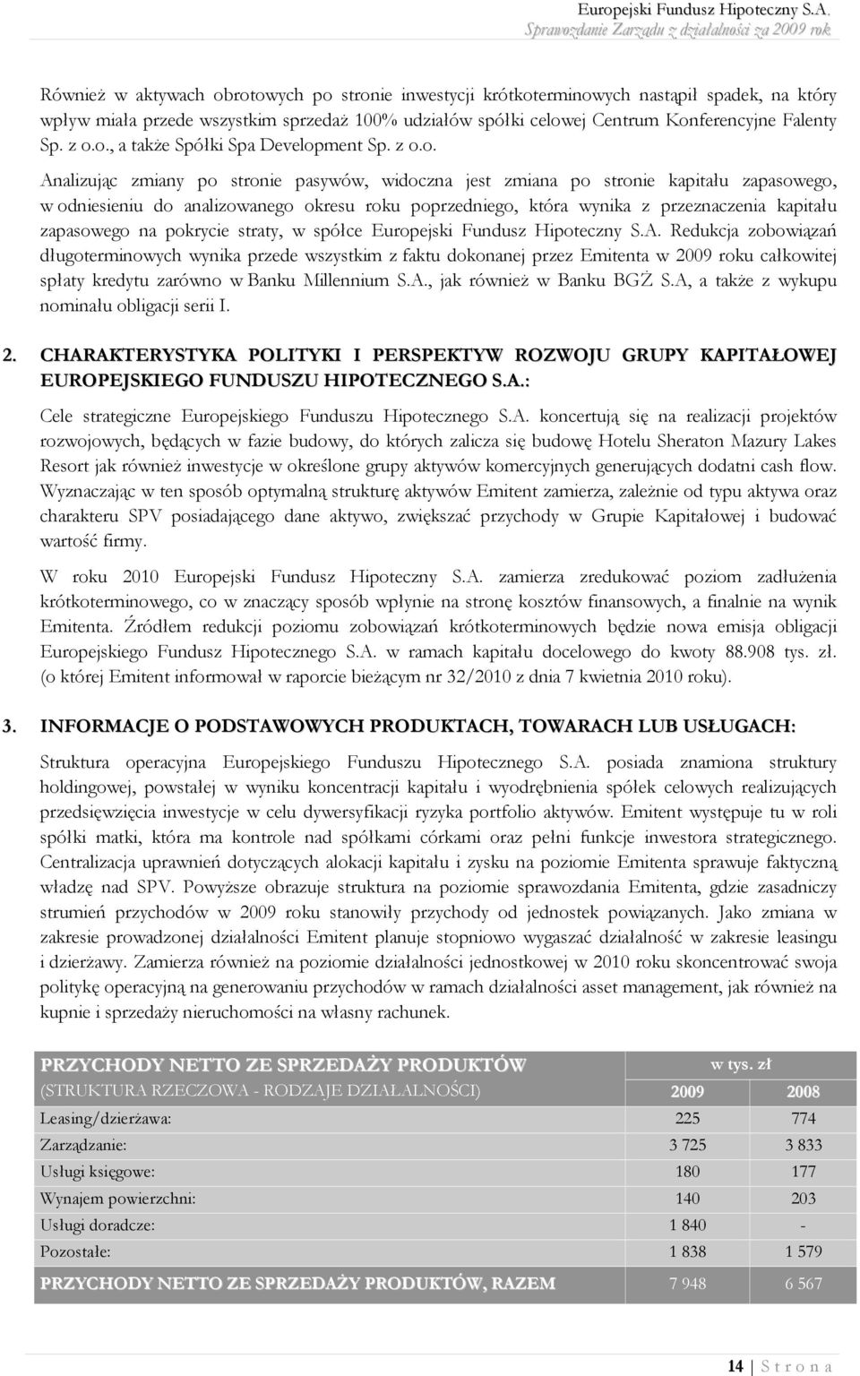 która wynika z przeznaczenia kapitału zapasowego na pokrycie straty, w spółce Europejski Fundusz Hipoteczny S.A.
