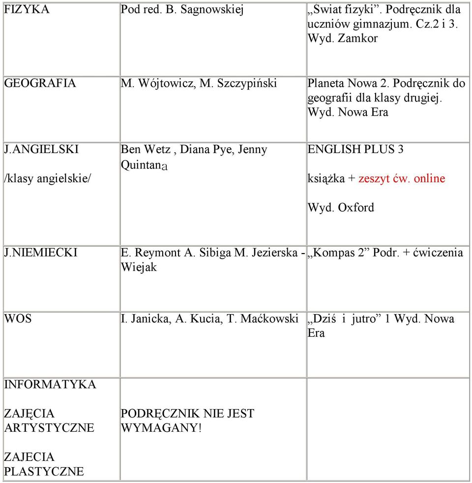 ANGIELSKI /klasy angielskie/ Ben Wetz, Diana Pye, Jenny Quintana ENGLISH PLUS 3 książka + zeszyt ćw. online Wyd. Oxford J.NIEMIECKI E.