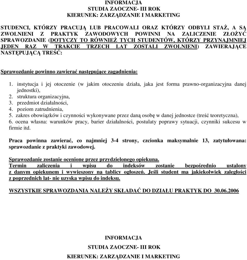 instytucja i jej otoczenie (w jakim otoczeniu działa, jaka jest forma prawno-organizacyjna danej jednostki), 5.