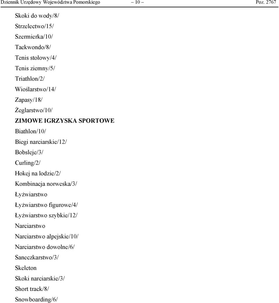 Zapasy/18/ Żeglarstwo/10/ ZIMOWE IGRZYSKA SPORTOWE Biathlon/10/ Biegi narciarskie/12/ Bobsleje/3/ Curling/2/ Hokej na lodzie/2/