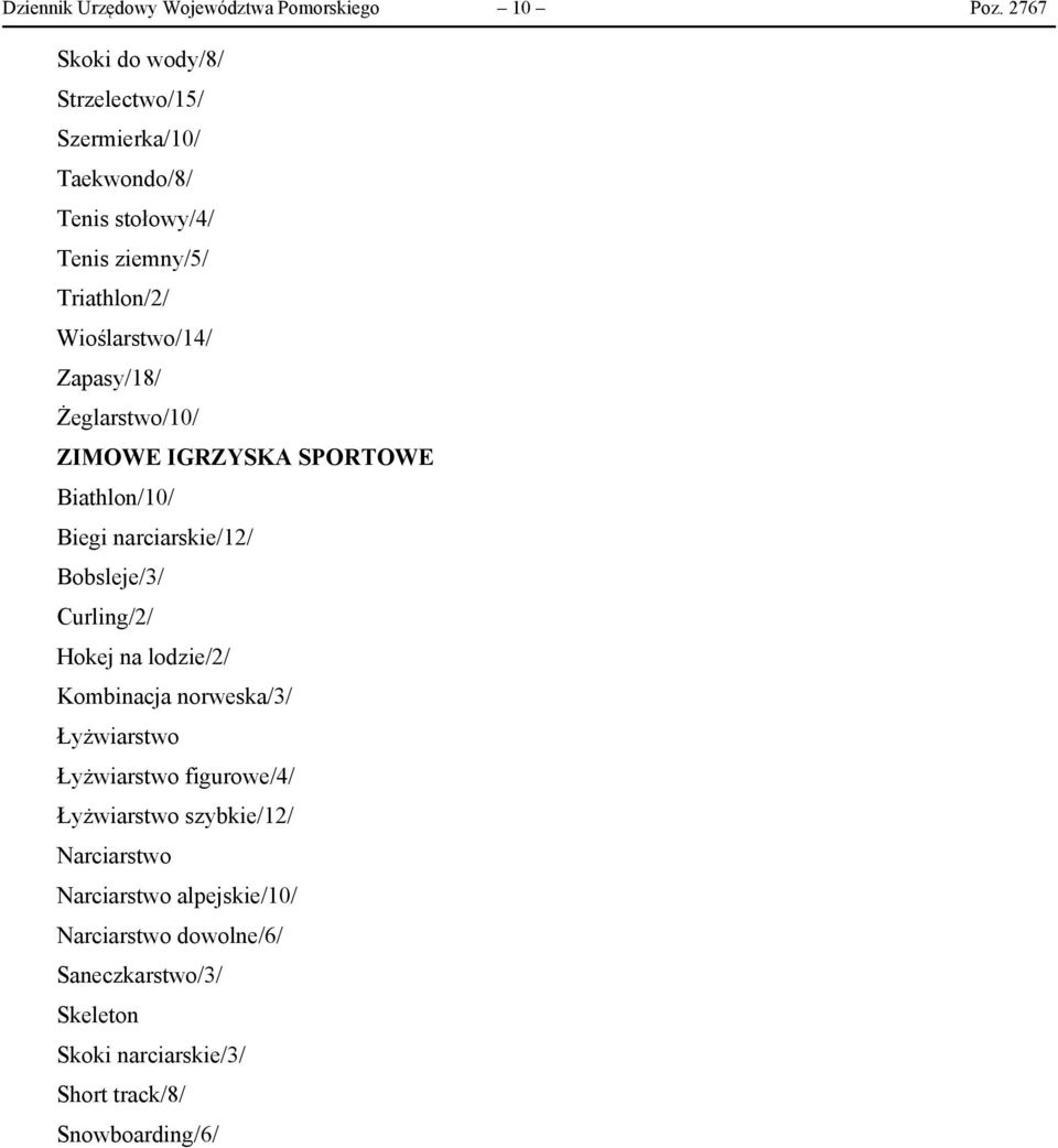 Zapasy/18/ Żeglarstwo/10/ ZIMOWE IGRZYSKA SPORTOWE Biathlon/10/ Biegi narciarskie/12/ Bobsleje/3/ Curling/2/ Hokej na lodzie/2/