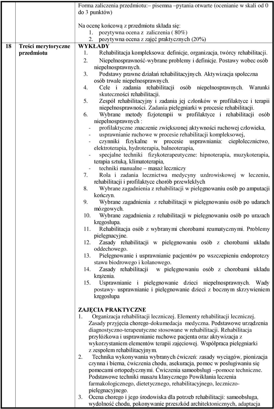 Postawy wobec osób niepełnosprawnych. 3. Podstawy prawne działań rehabilitacyjnych. Aktywizacja społeczna osób trwale niepełnosprawnych. 4. Cele i zadania rehabilitacji osób niepełnosprawnych.