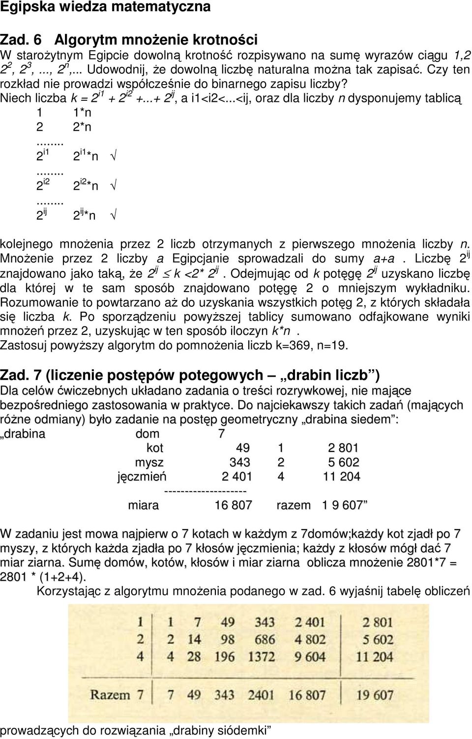 ..<ij, oraz dla liczby n dysponujemy tablicą 1 1*n *n i1 i1 *n i i *n ij ij *n kolejnego mnoŝenia przez liczb otrzymanych z pierwszego mnoŝenia liczby n.