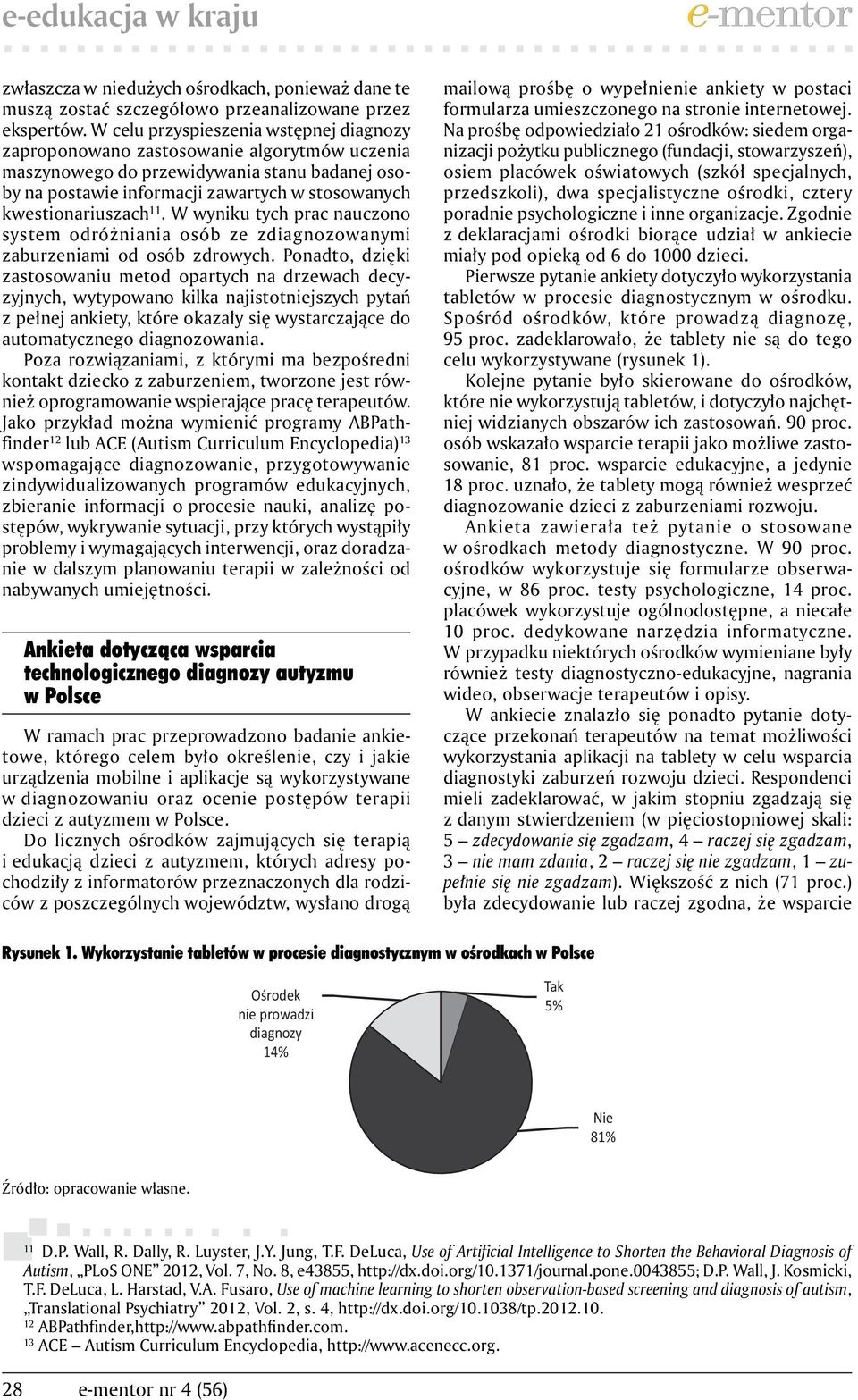 11. W wyniku tych prac nauczono system odróżniania osób ze zdiagnozowanymi zaburzeniami od osób zdrowych.
