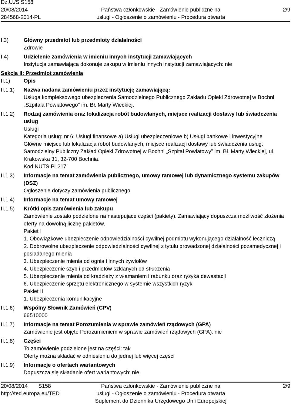 zamawiających: nie Sekcja II: Przedmiot zamówienia II.1)