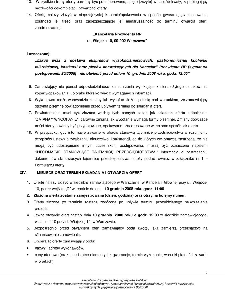 Kancelaria Prezydenta RP ul.