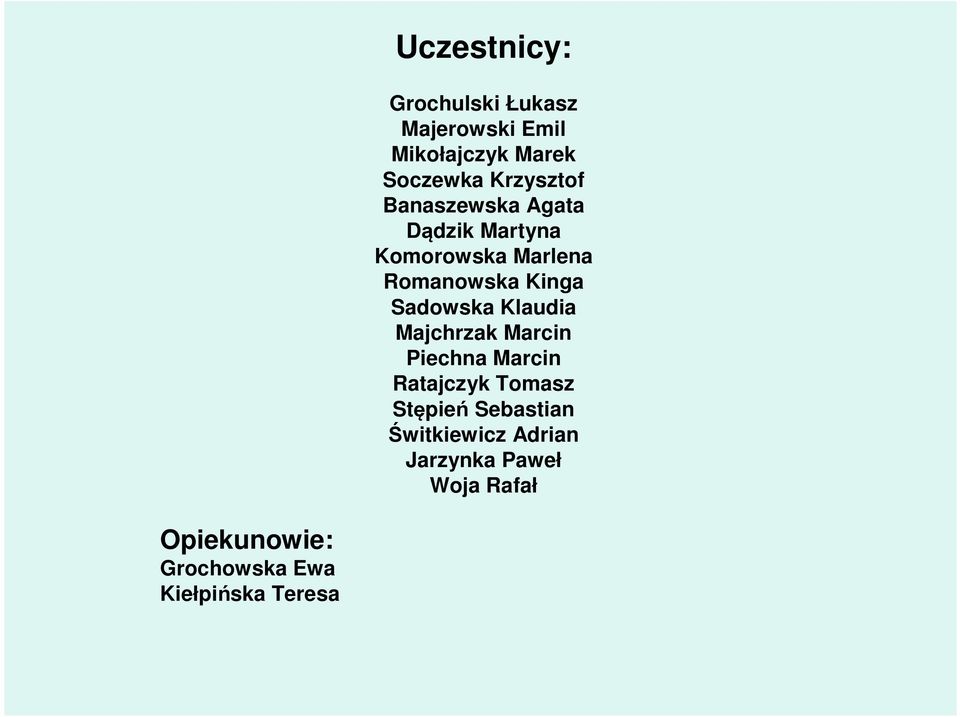 Sadowska Klaudia Majchrzak Marcin Piechna Marcin Ratajczyk Tomasz Stępień