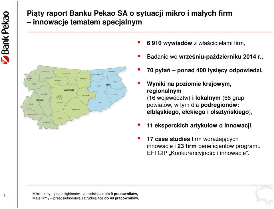 , 70 pytań ponad 400 tysięcy odpowiedzi, Wyniki na poziomie krajowym, regionalnym (16 województw) i lokalnym (66 grup powiatów, w tym dla podregionów: