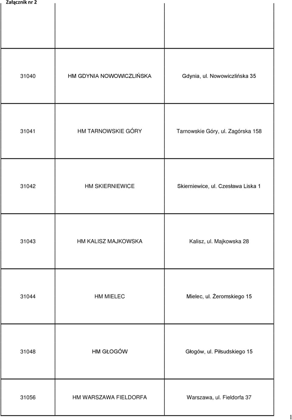 Zagórska 158 31042 HM SKIERNIEWICE Skierniewice, ul.