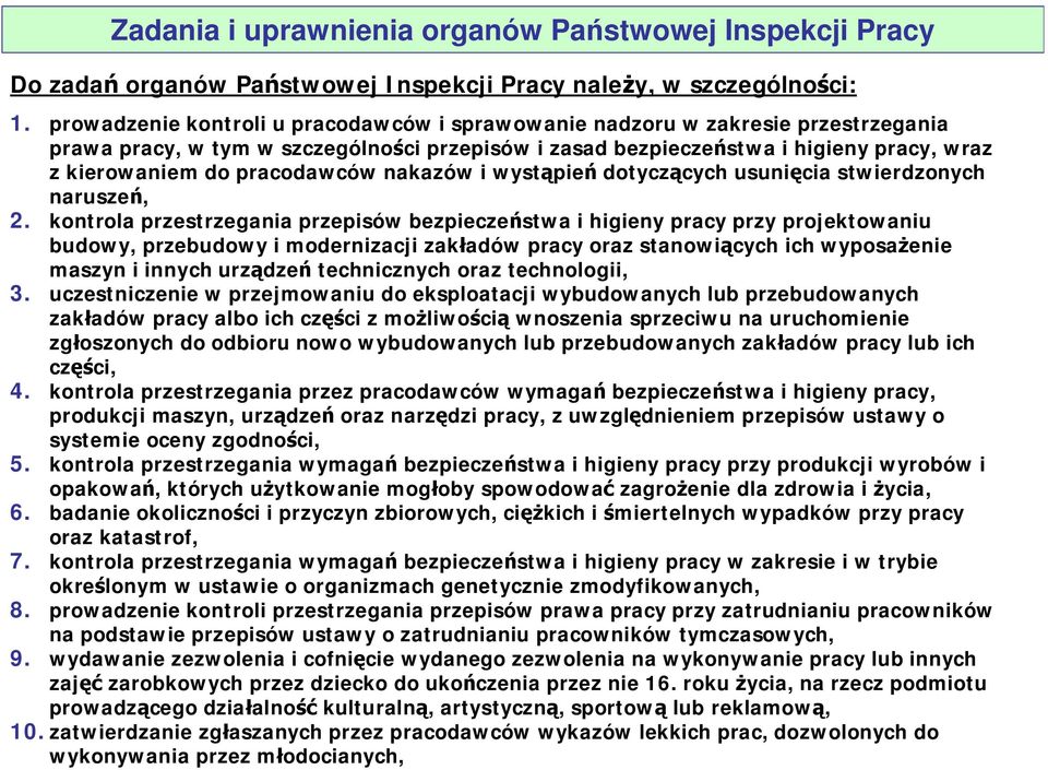 pracodawców nakazów i wystąpień dotyczących usunięcia stwierdzonych naruszeń, 2.