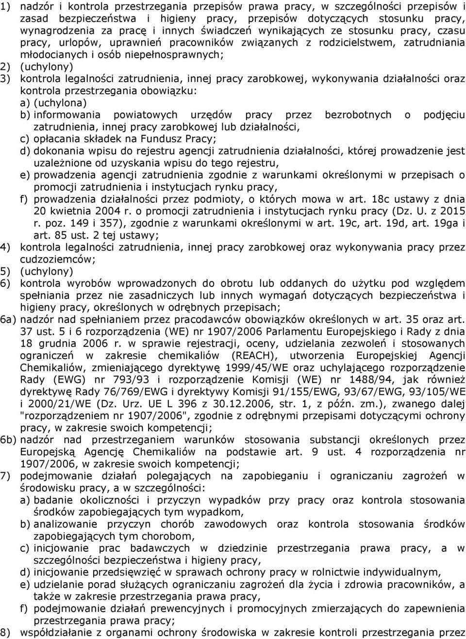 legalności zatrudnienia, innej pracy zarobkowej, wykonywania działalności oraz kontrola przestrzegania obowiązku: a) (uchylona) b) informowania powiatowych urzędów pracy przez bezrobotnych o podjęciu