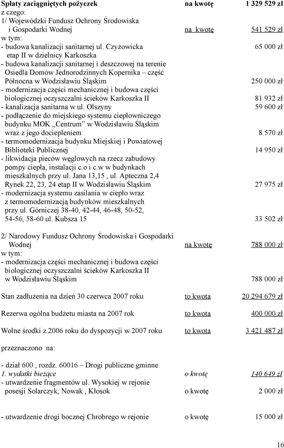 mechanicznej i budowa części biologicznej oczyszczalni ścieków Karkoszka II - kanalizacja sanitarna w ul.