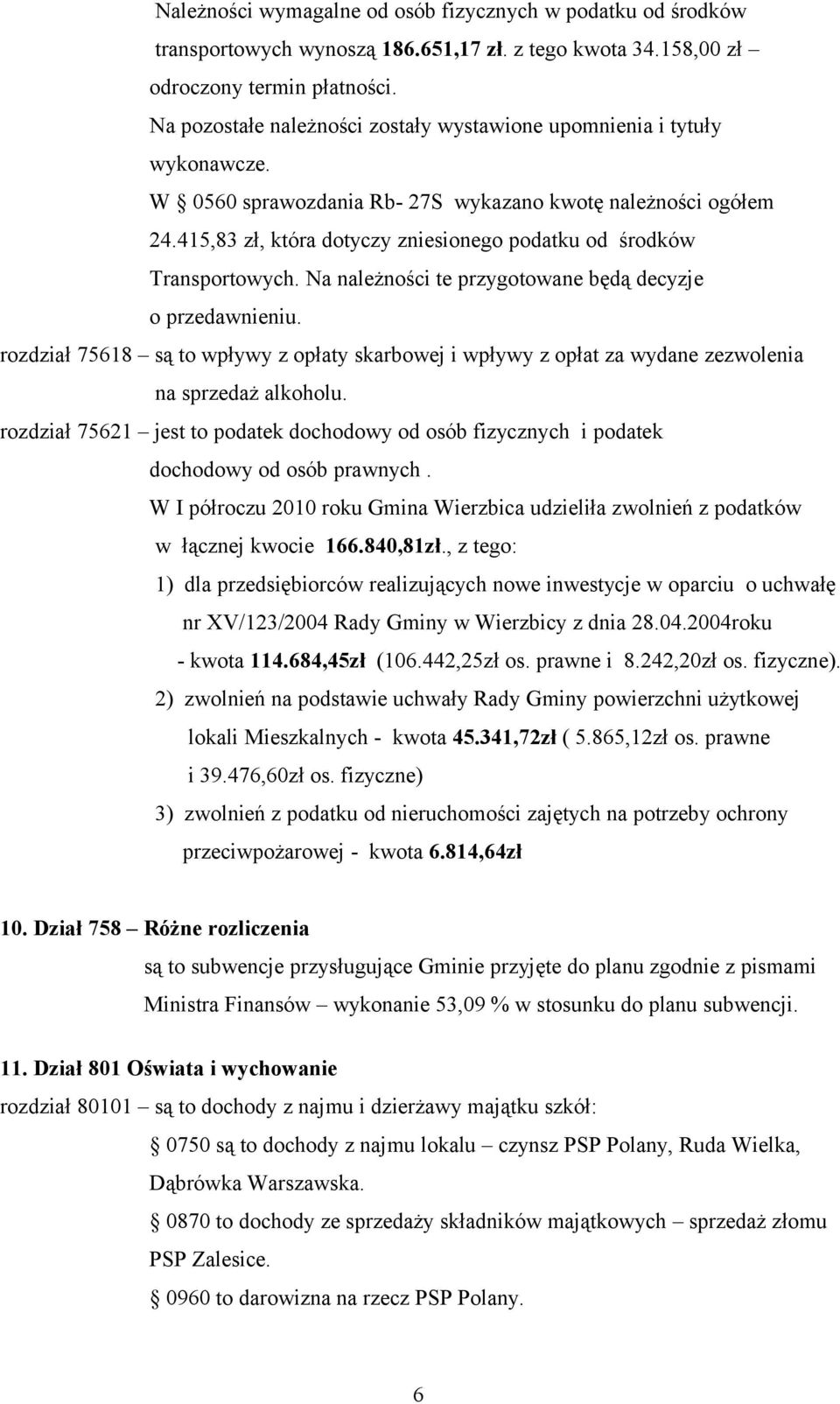 415,83 zł, która dotyczy zniesionego podatku od środków Transportowych. Na należności te przygotowane będą decyzje o przedawnieniu.