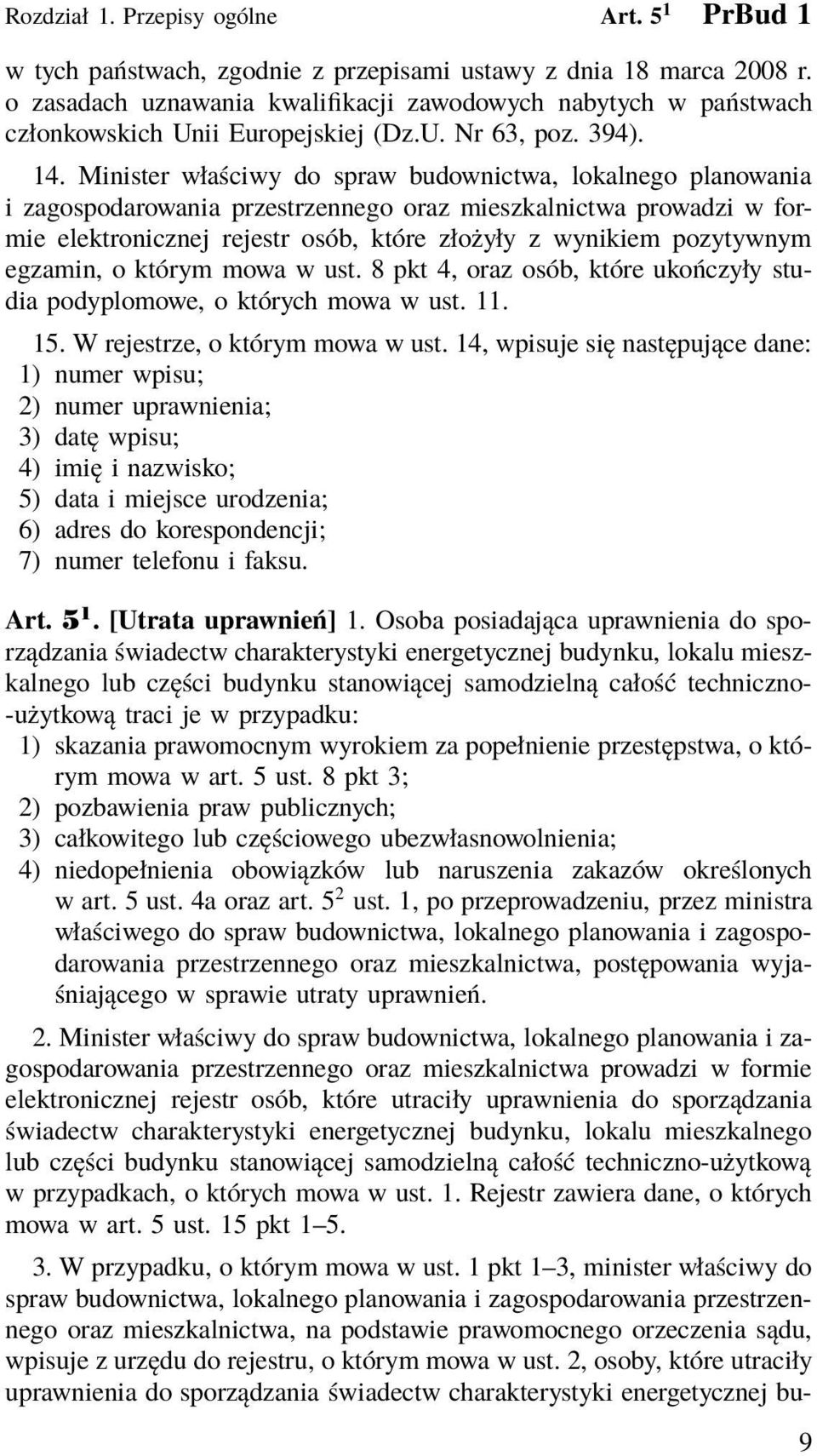 Minister właściwy do spraw budownictwa, lokalnego planowania i zagospodarowania przestrzennego oraz mieszkalnictwa prowadzi w formie elektronicznej rejestr osób, które złożyły z wynikiem pozytywnym