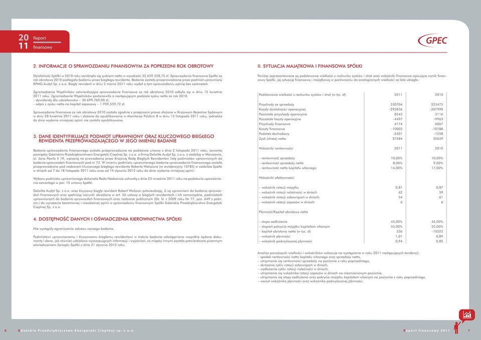 Zgromadzenie Wspólników zatwierdzające sprawozdanie finansowe za rok obrotowy 2010 odbyło się w dniu 15 kwietnia 20 roku.