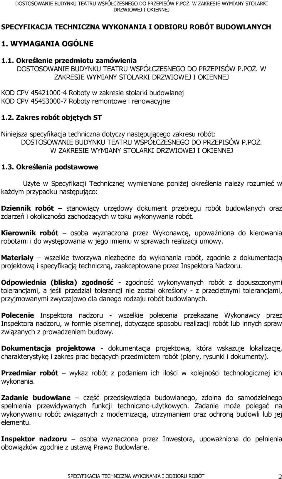 POŻ. W ZAKRESIE WYMIANY STOLARKI 1.3.