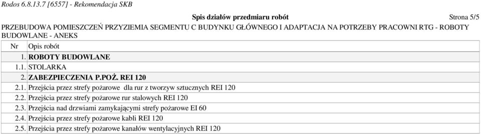 3. Przejścia nad drzwiami zamykającymi strefy poŝarowe EI 60 2.4.