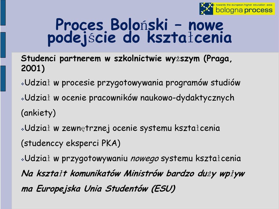 (ankiety) Udział w zewnętrznej ocenie systemu kształcenia (studenccy eksperci PKA) Udział w