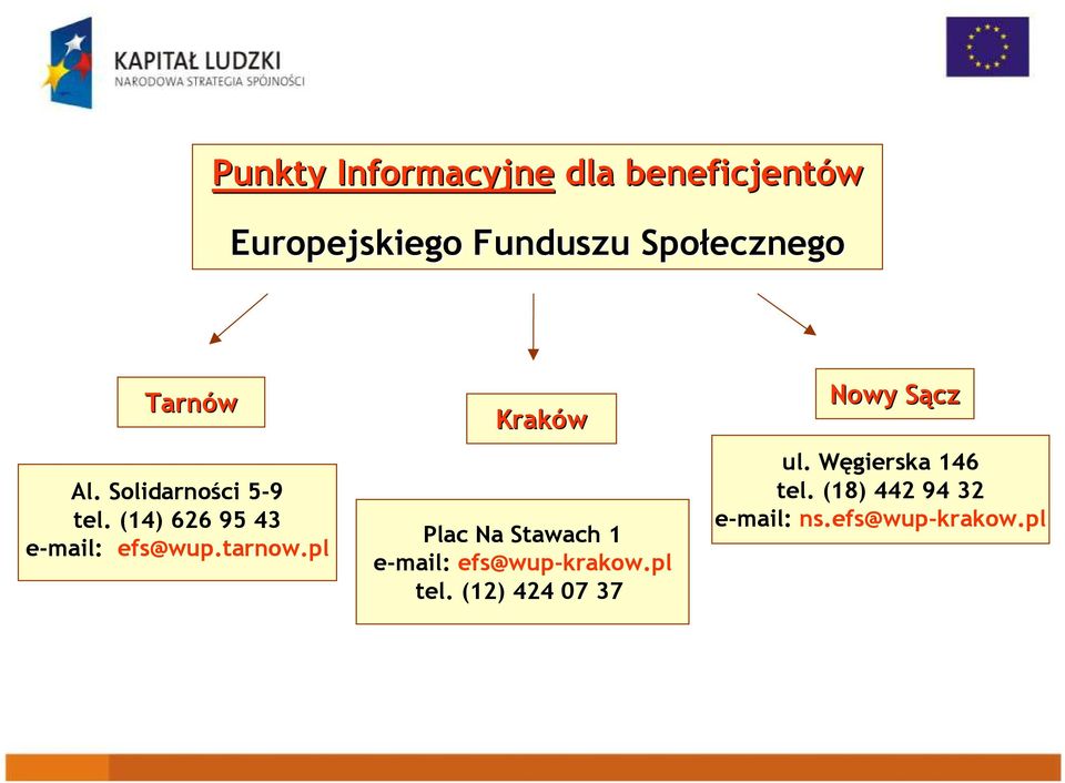 pl Kraków Plac Na Stawach 1 e-mail: efs@wup-krakow.pl tel.