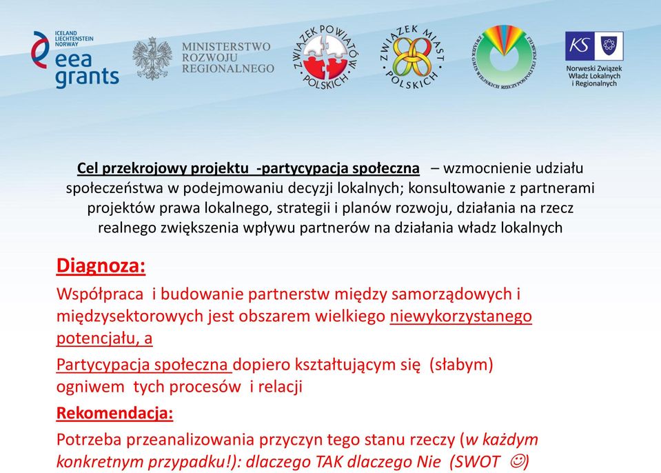 partnerstw między samorządowych i międzysektorowych jest obszarem wielkiego niewykorzystanego potencjału, a Partycypacja społeczna dopiero kształtującym się