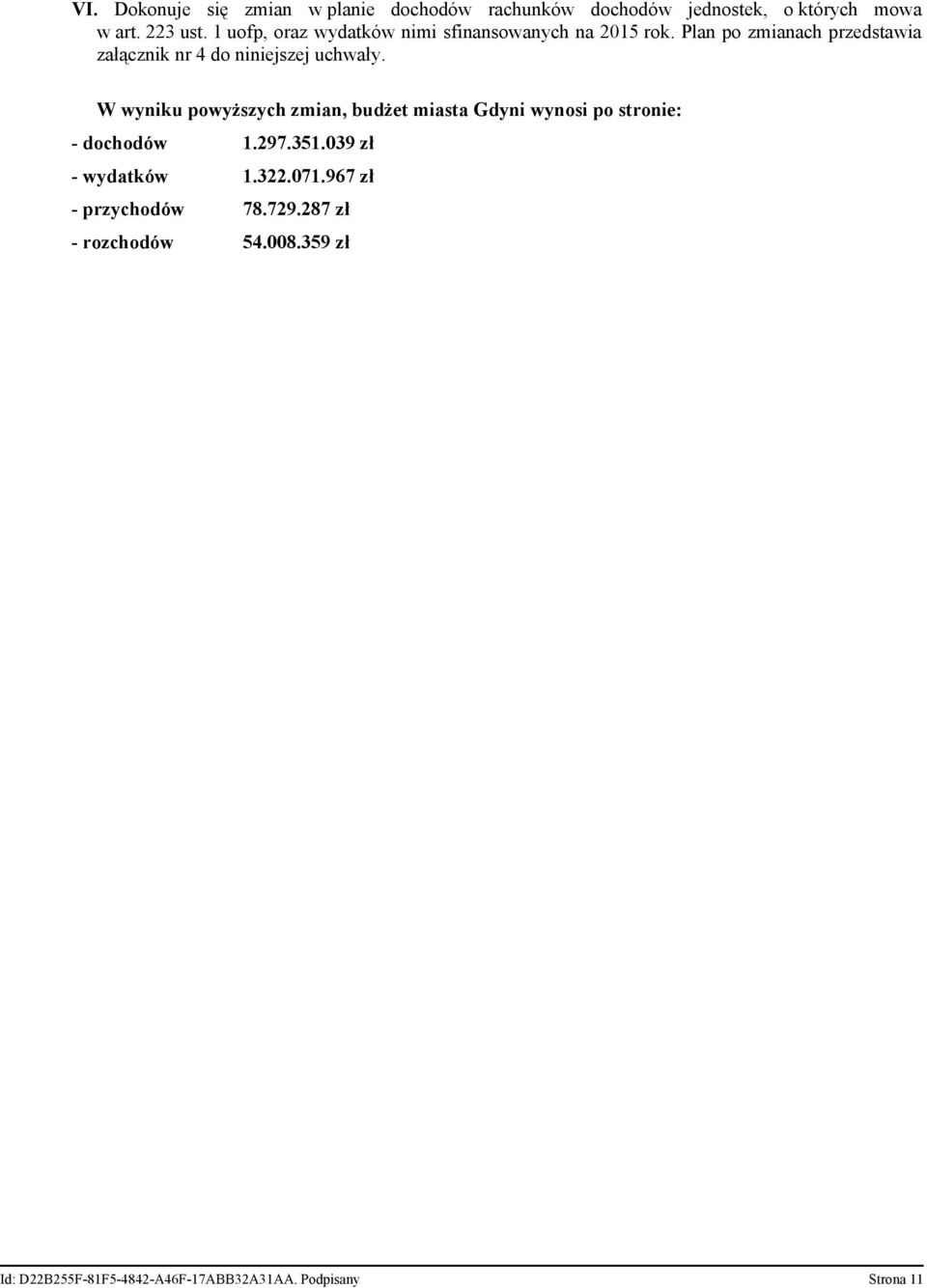 Plan po zmianach przedstawia załącznik nr 4 do niniejszej uchwały.