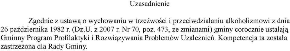 473, ze zmianami) gminy corocznie ustalają Gminny Program Profilaktyki i