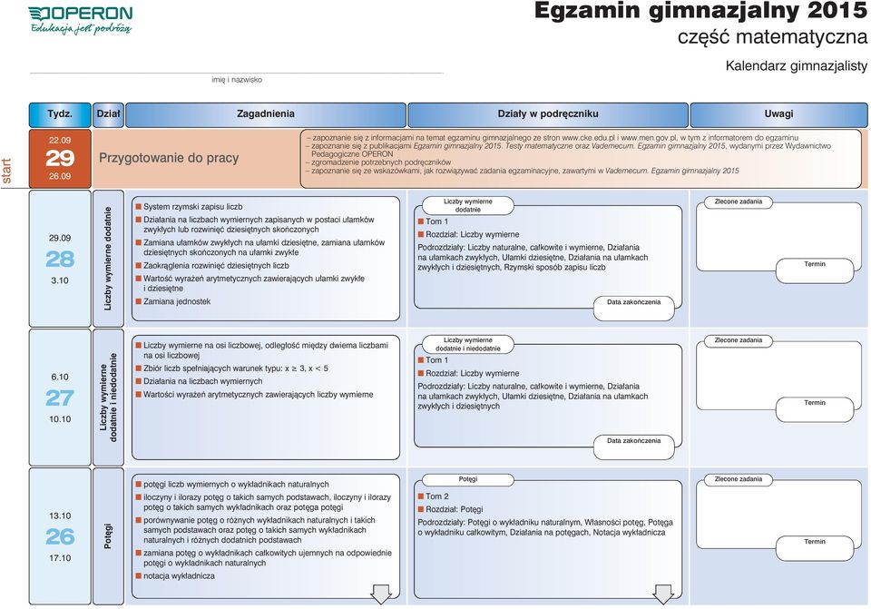 pl, w tym z informatorem do egzaminu zapoznanie się z publikacjami Egzamin gimnazjalny 2015. Testy matematyczne oraz Vademecum.