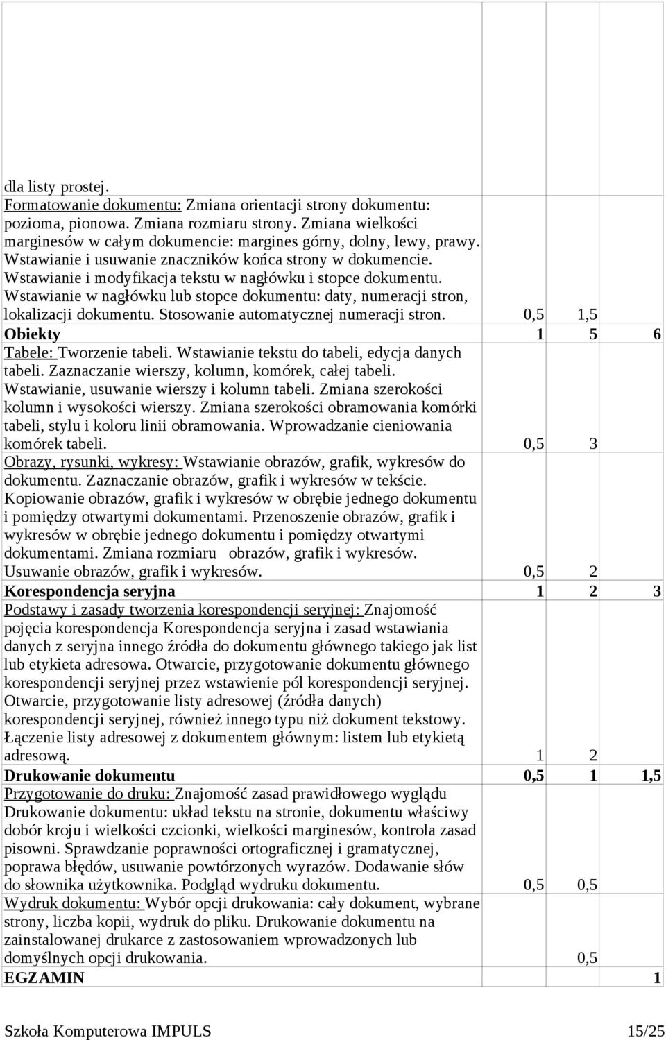 Wstawianie i modyfikacja tekstu w nagłówku i stopce dokumentu. Wstawianie w nagłówku lub stopce dokumentu: daty, numeracji stron, lokalizacji dokumentu. Stosowanie automatycznej numeracji stron.